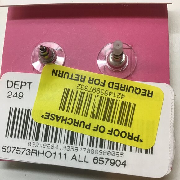 Betsey Johnson New Silver and Rhinestone Snowflake Earrings - Picture 3 of 3